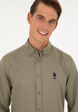 Erkek Haki Uzun Kollu Basic Gömlek - 50282590023