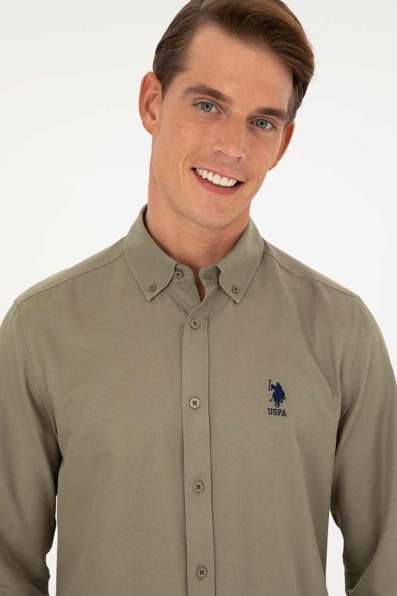 Erkek Haki Uzun Kollu Basic Gömlek - 50282590023