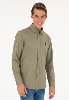 Erkek Haki Uzun Kollu Basic Gömlek - 50282590023