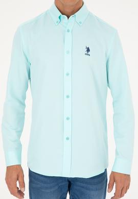 Erkek Su Yeşili Uzun Kollu Basic Gömlek - 50282590056