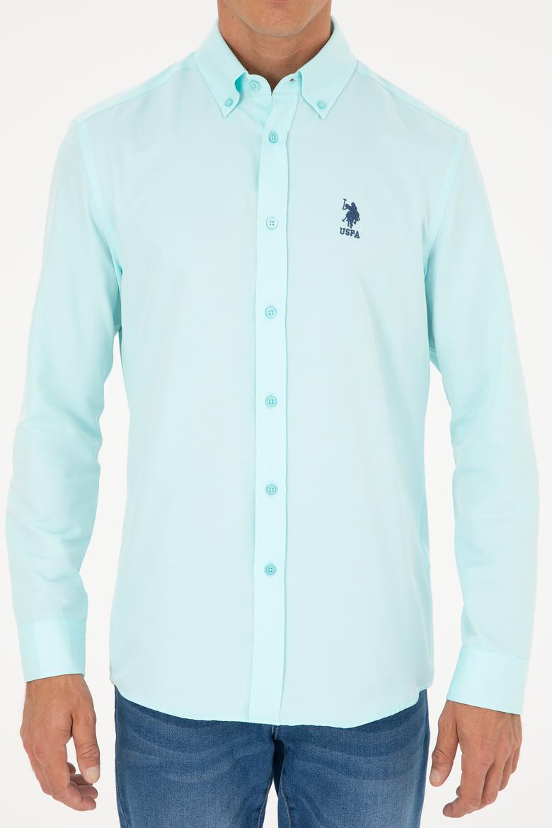 Erkek Su Yeşili Uzun Kollu Basic Gömlek - 50282590056