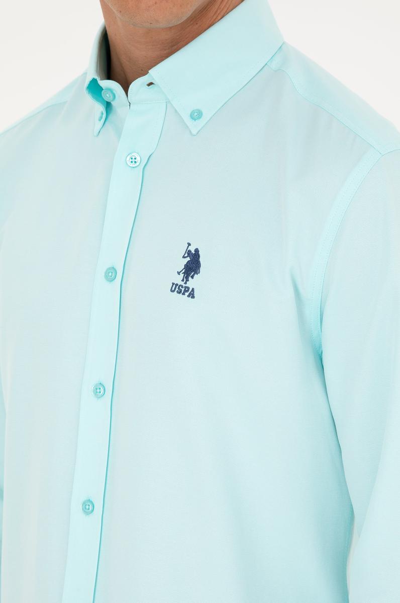 Erkek Su Yeşili Uzun Kollu Basic Gömlek