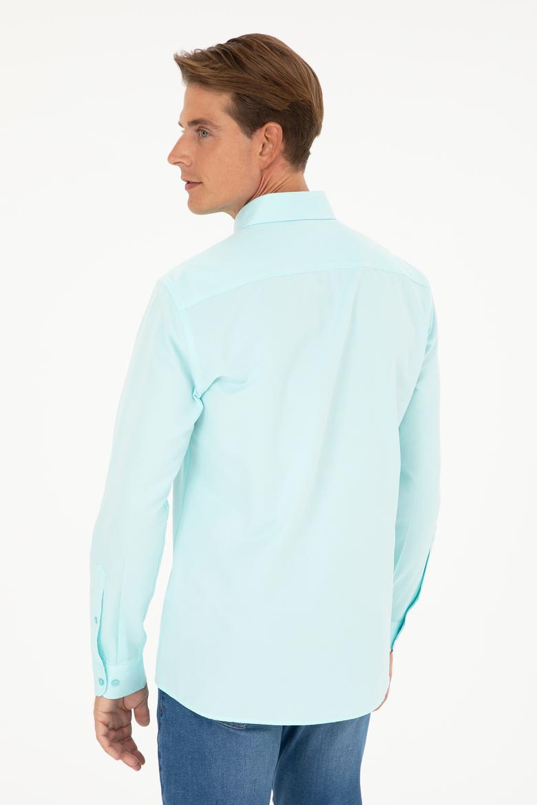 Erkek Su Yeşili Uzun Kollu Basic Gömlek - 50282590056