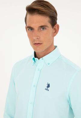 Erkek Su Yeşili Uzun Kollu Basic Gömlek - 50282590056