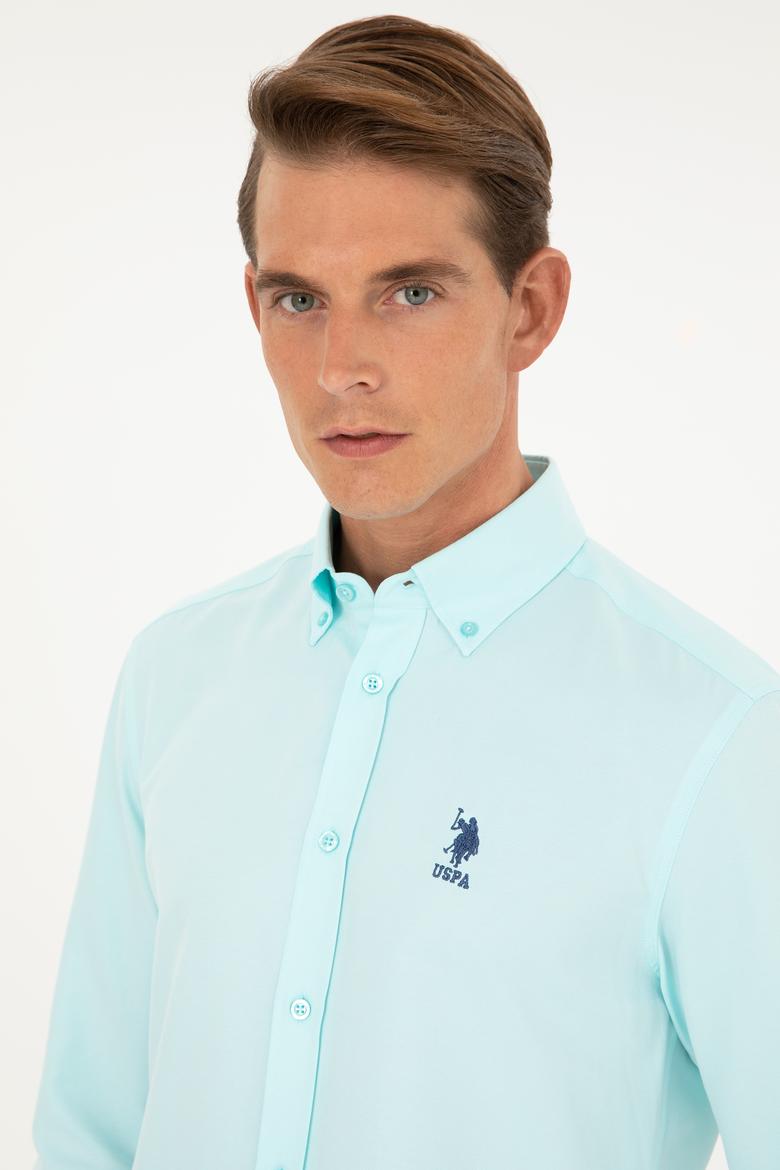 Erkek Su Yeşili Uzun Kollu Basic Gömlek - 50282590056