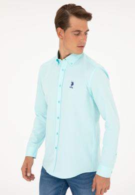 Erkek Su Yeşili Uzun Kollu Basic Gömlek - 50282590056