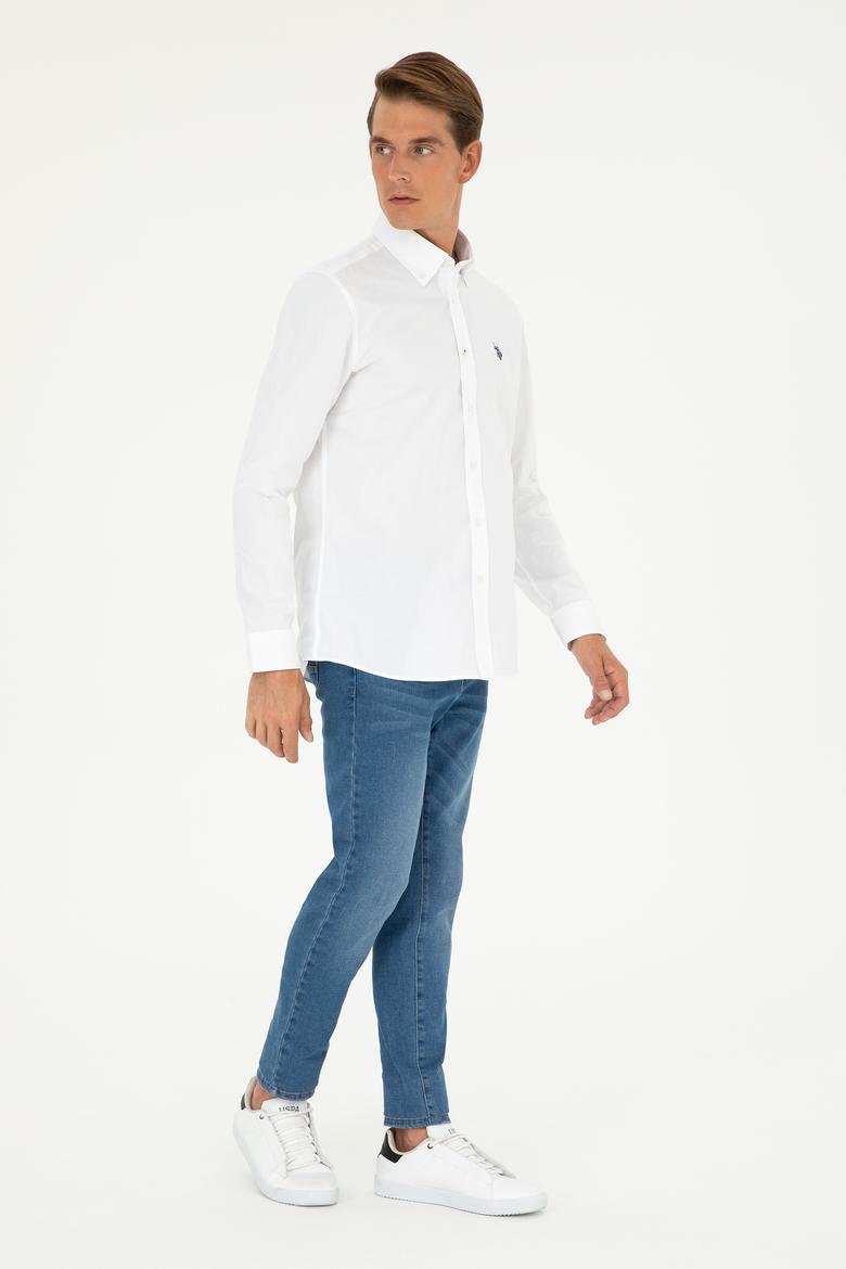Erkek Beyaz Uzun Kollu Basic Gömlek - 50282614068