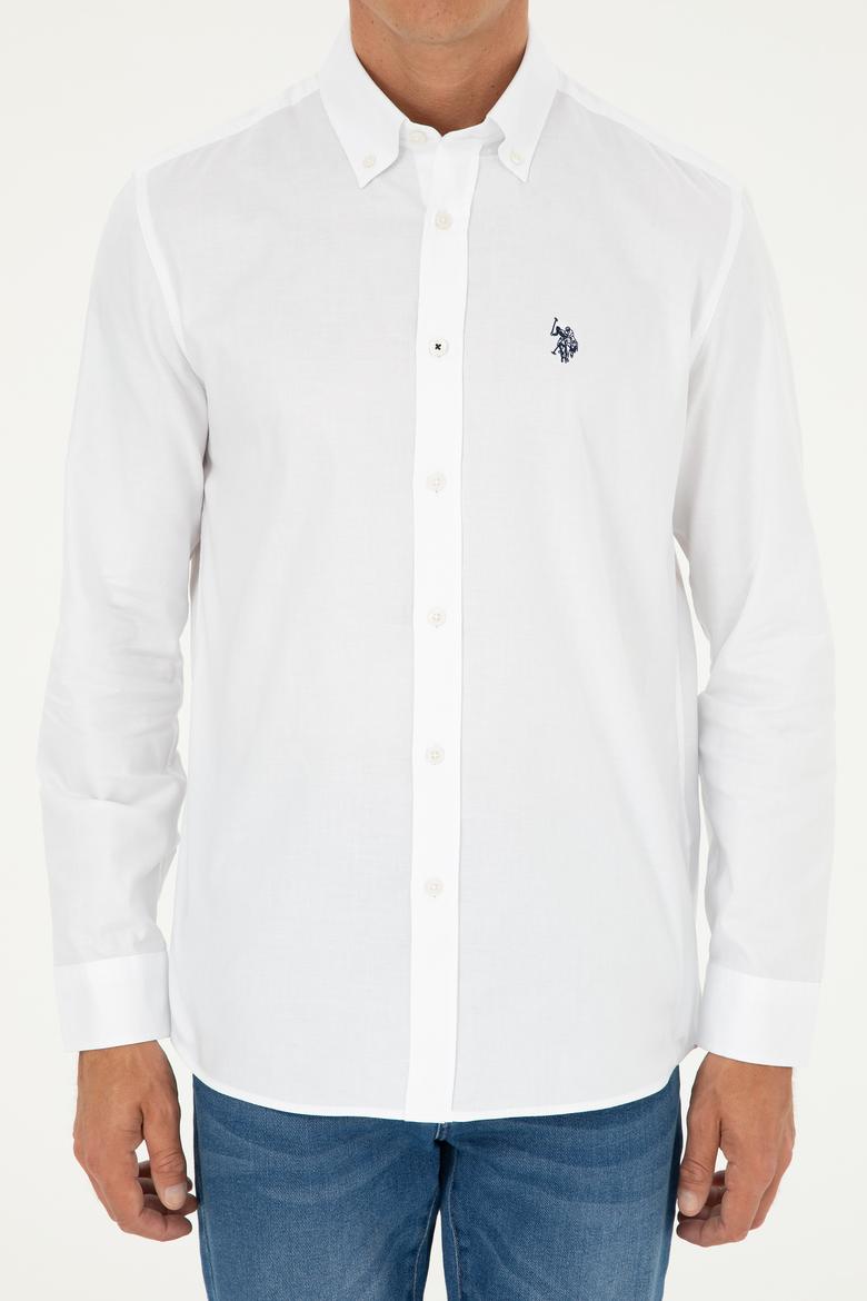 Erkek Beyaz Uzun Kollu Basic Gömlek - 50282614068