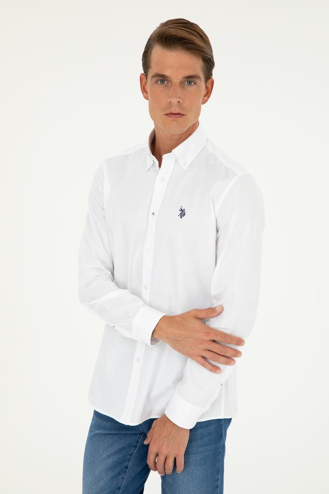 Erkek Beyaz Uzun Kollu Basic Gömlek