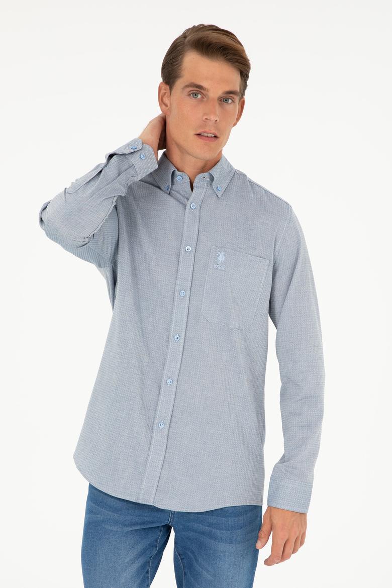 Erkek Mavi Uzun Kollu Gömlek