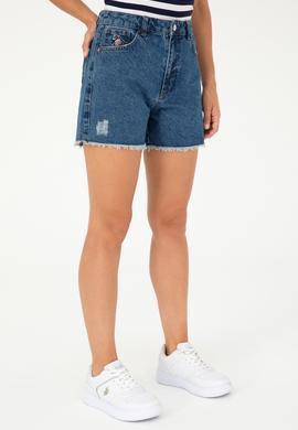Kadın Mavi Jean Şort - 50283841006