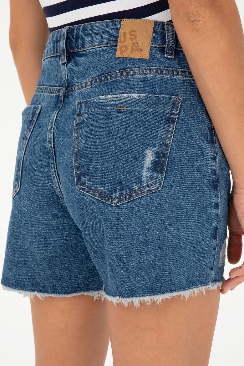 Kadın Mavi Jean Şort - 50283841006