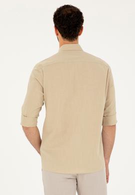 Erkek Açık Haki Uzun Kollu Basic Gömlek - 50282588054