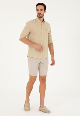 Erkek Açık Haki Uzun Kollu Basic Gömlek - 50282588054