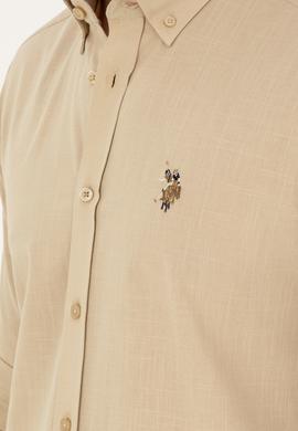 Erkek Açık Haki Uzun Kollu Basic Gömlek - 50282588054