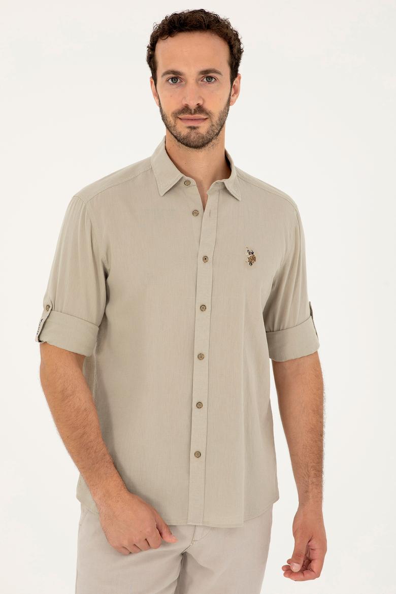 Erkek Haki Uzun Kollu Basic Gömlek - 50284297039