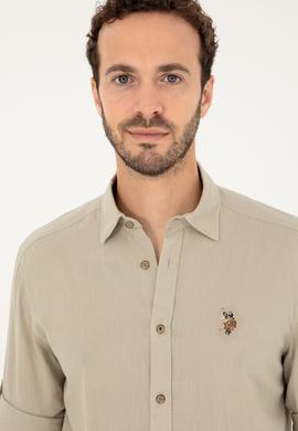 Erkek Haki Uzun Kollu Basic Gömlek - 50284297039