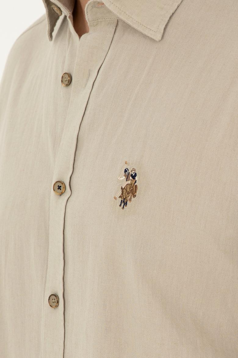 Erkek Haki Uzun Kollu Basic Gömlek - 50284297039