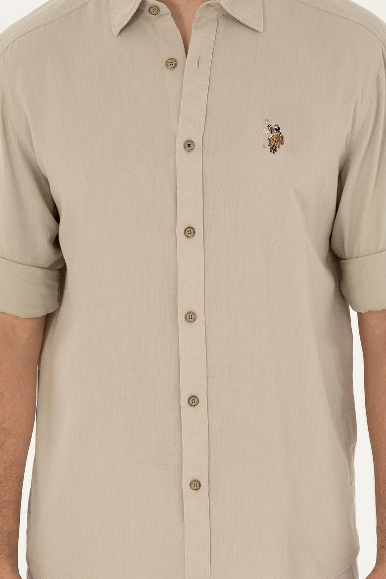 Erkek Haki Uzun Kollu Basic Gömlek - 50284297039