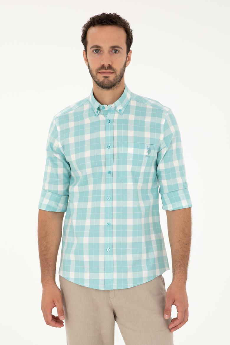 Erkek Mint Uzun Kollu Gömlek