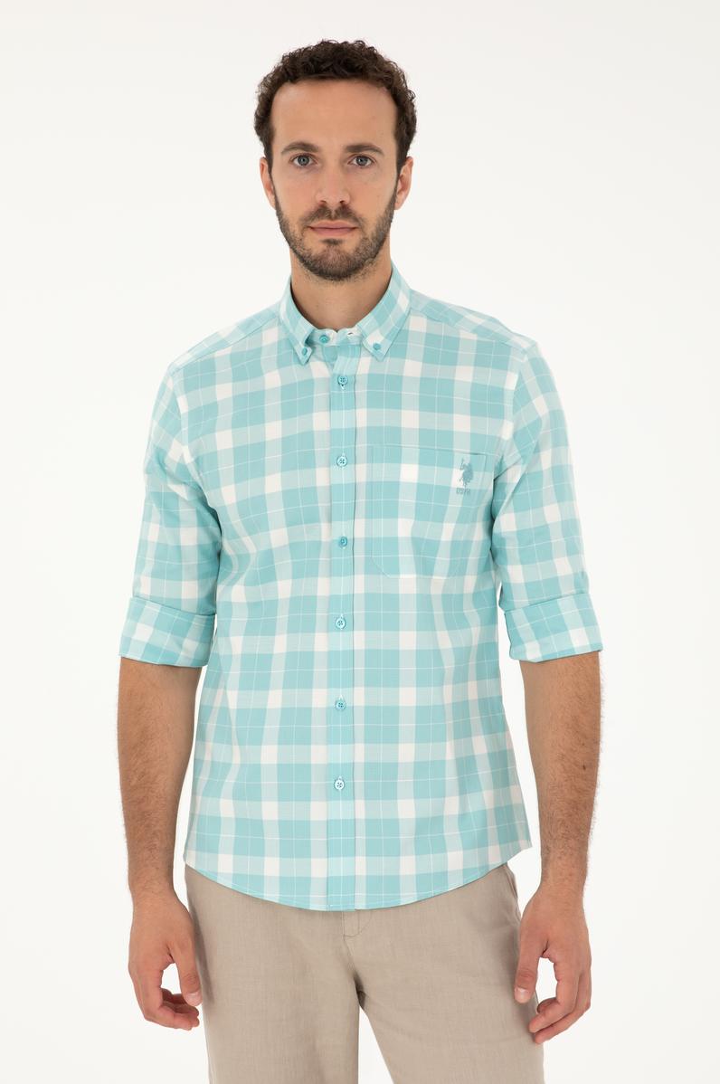 Erkek Mint Uzun Kollu Gömlek