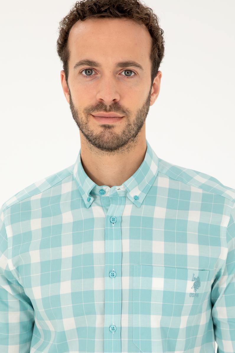 Erkek Mint Uzun Kollu Gömlek