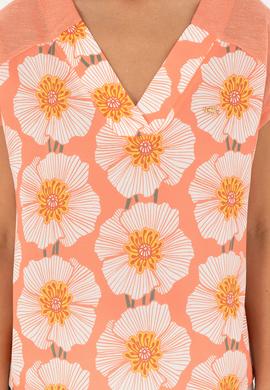 Kadın Somon Desenli V Yaka Tişört - 50281805004