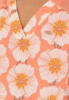 Kadın Somon Desenli V Yaka Tişört - 50281805004