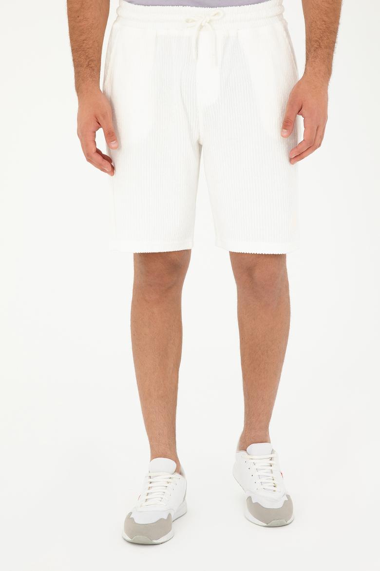 Erkek Ekru Örme Şort - 50282010049