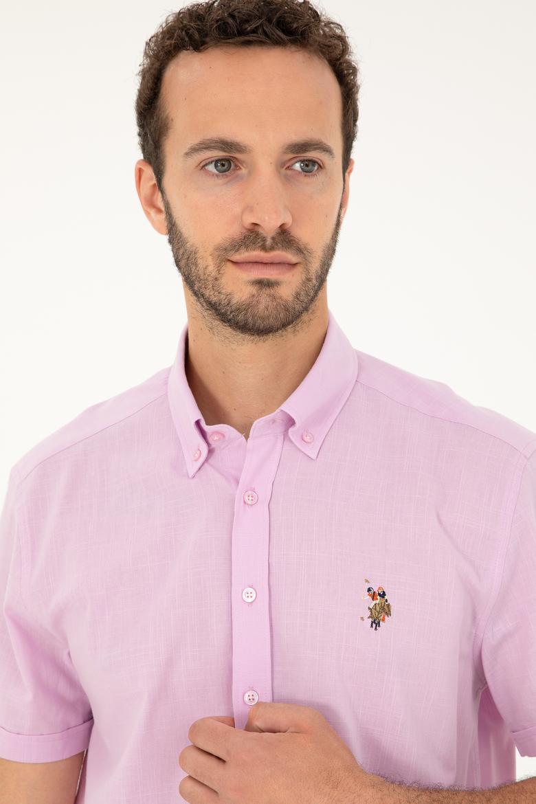 Erkek Pembe Kısa Kollu Gömlek - 50282582078