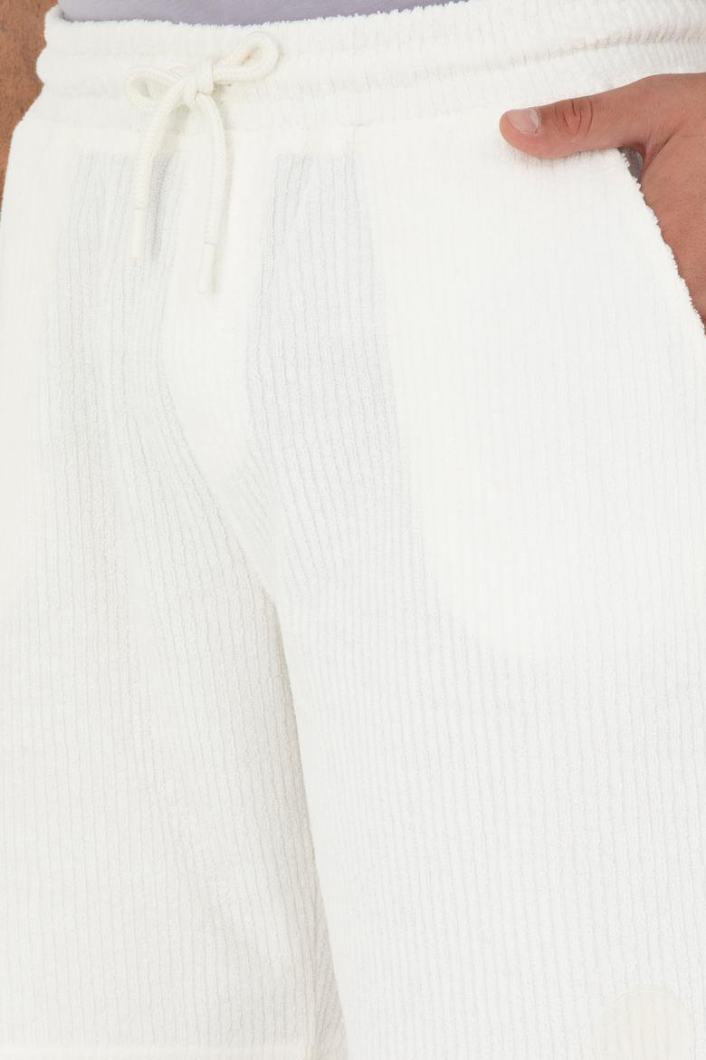 Erkek Ekru Örme Şort - 50282010049