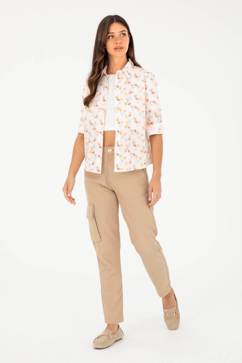 Kadın Kiremit Uzun Kollu Gömlek - 50280965011