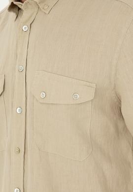 Erkek Açık Haki Uzun Kollu Gömlek - 50283803017