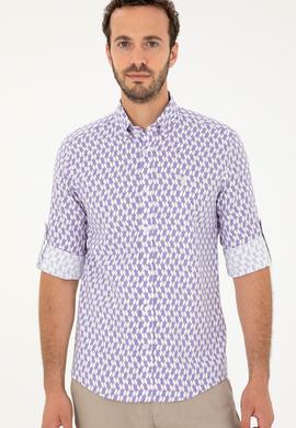 Erkek Lila Uzun Kollu Gömlek - 50283689008