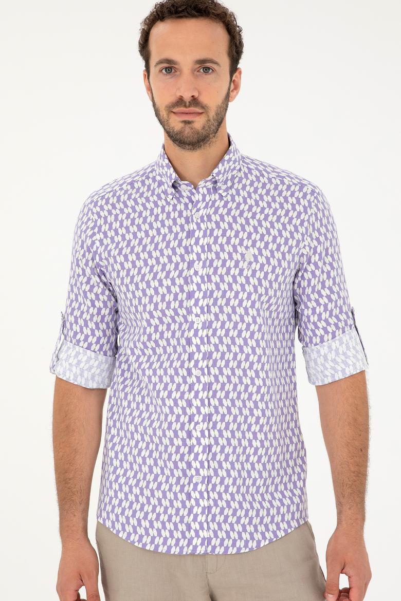 Erkek Lila Uzun Kollu Gömlek - 50283689008