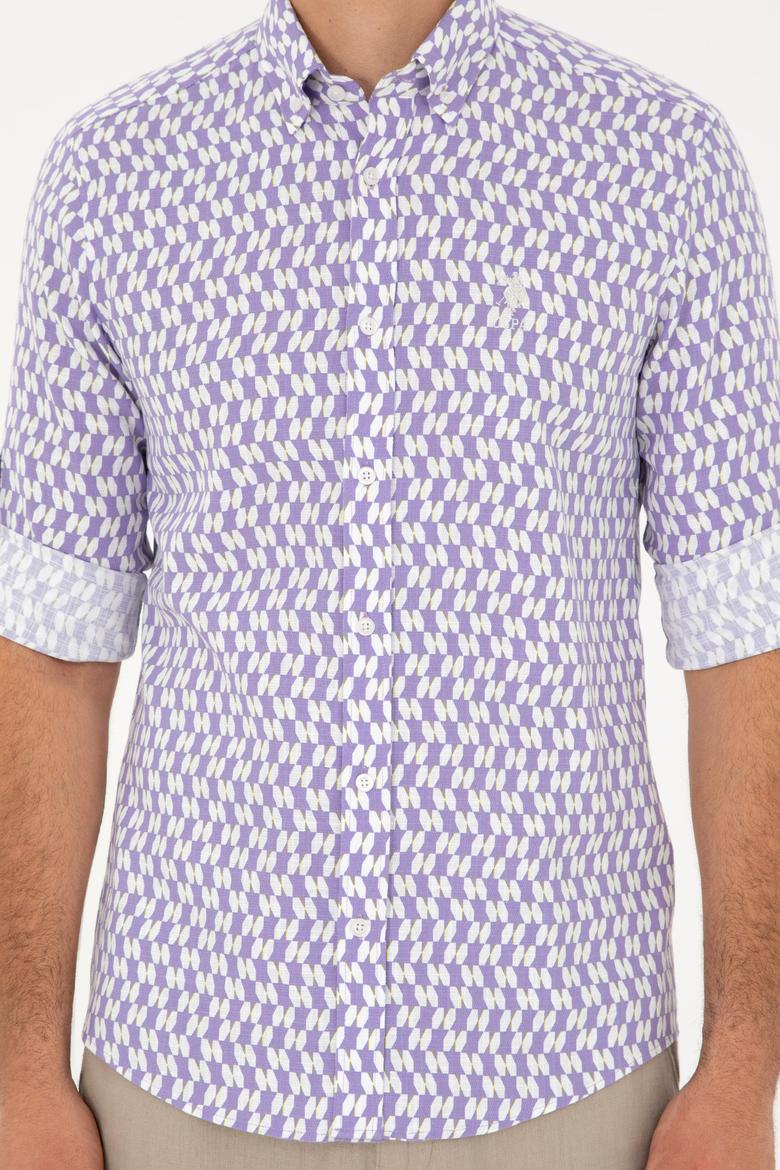 Erkek Lila Uzun Kollu Gömlek - 50283689008