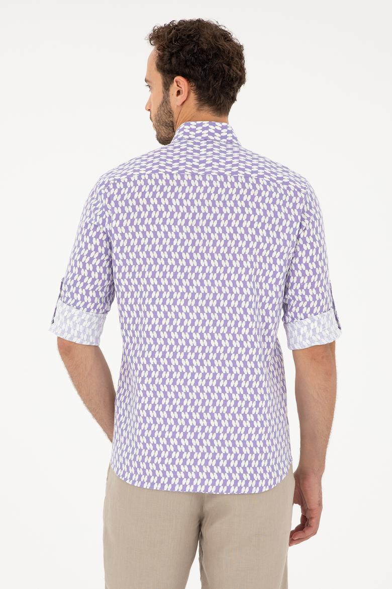 Erkek Lila Uzun Kollu Gömlek - 50283689008