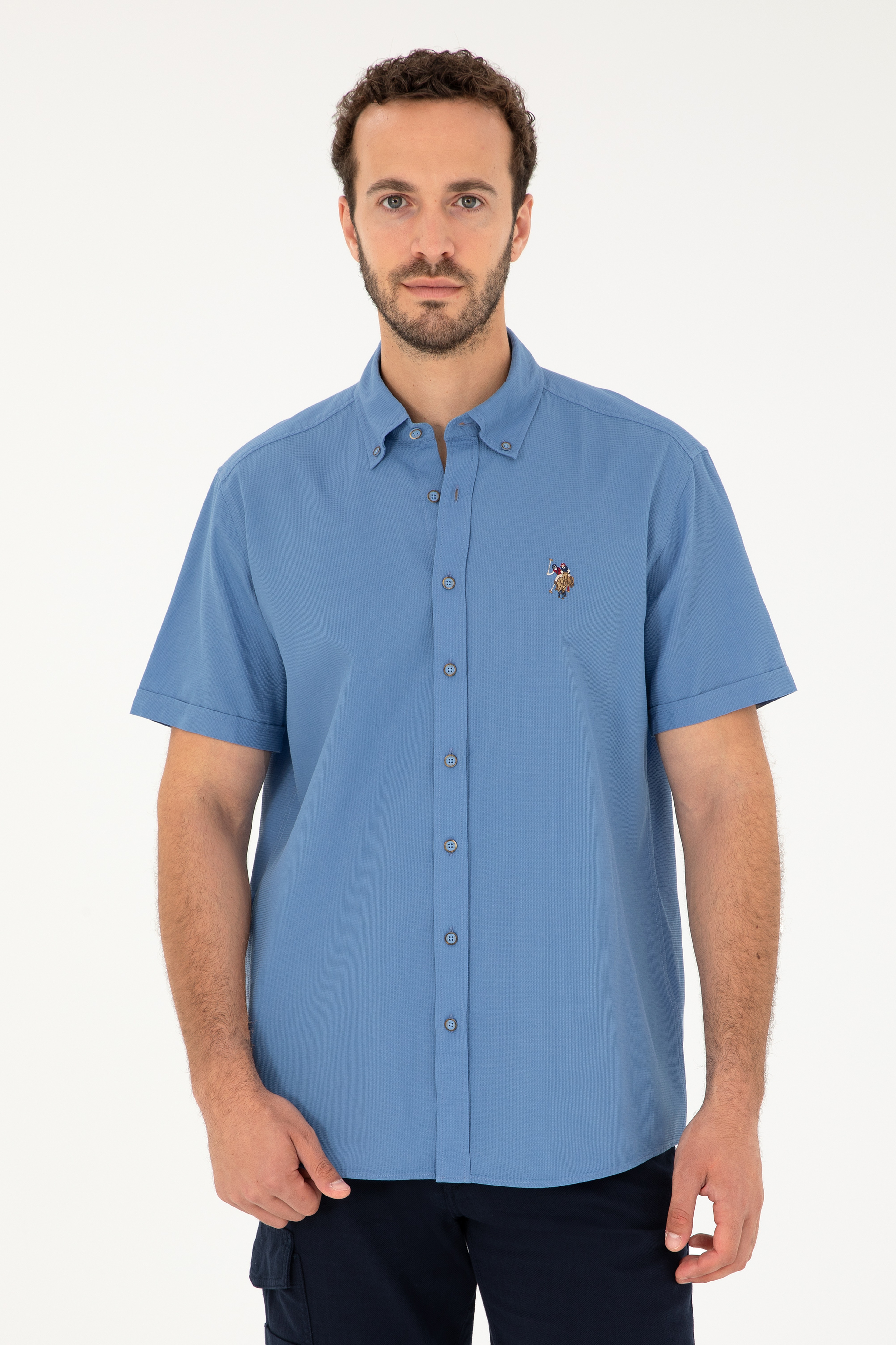 Erkek Saks Kısa Kollu Gömlek - Image 3
