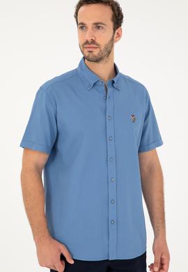 Erkek Saks Kısa Kollu Gömlek - 50283819008