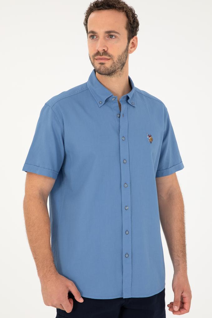 Erkek Saks Kısa Kollu Gömlek