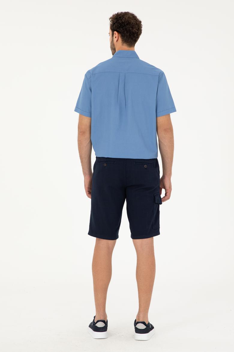 Erkek Lacivert Dokuma Şort - 50283941048