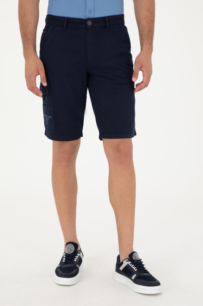 Erkek Lacivert Dokuma Şort