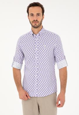 Erkek Lila Uzun Kollu Gömlek - 50283689008