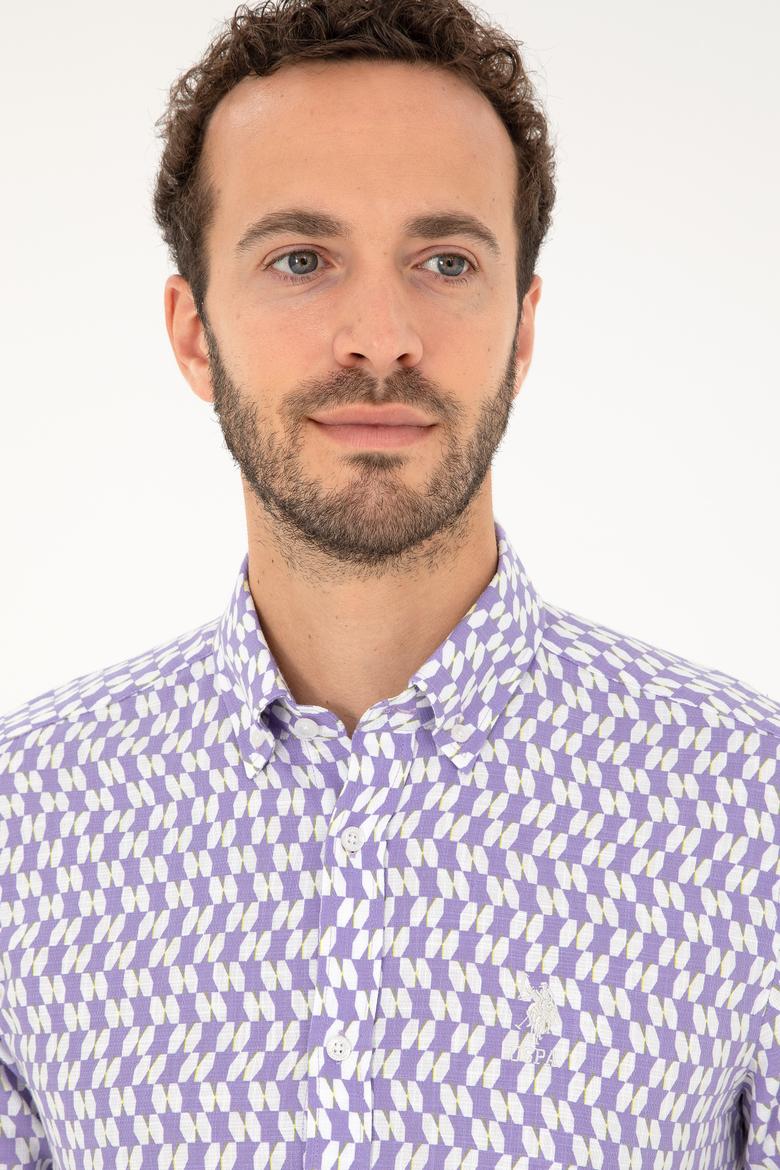 Erkek Lila Uzun Kollu Gömlek - 50283689008