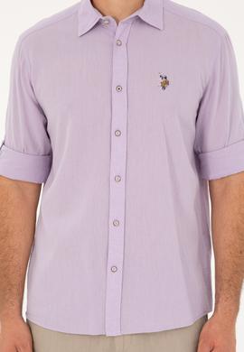 Erkek Lila Uzun Kollu Basic Gömlek - 50284297140