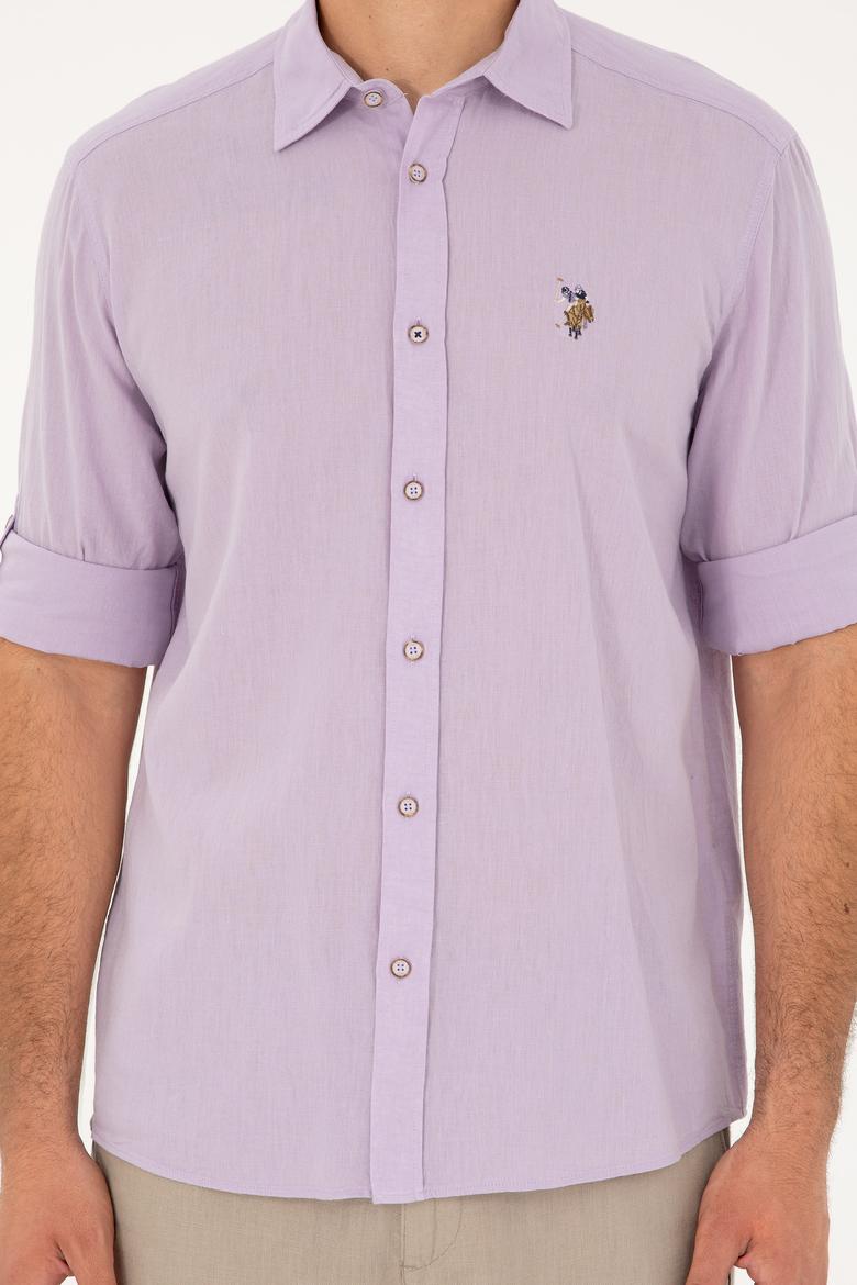 Erkek Lila Uzun Kollu Basic Gömlek - 50284297140