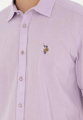 Erkek Lila Uzun Kollu Basic Gömlek - 50284297140