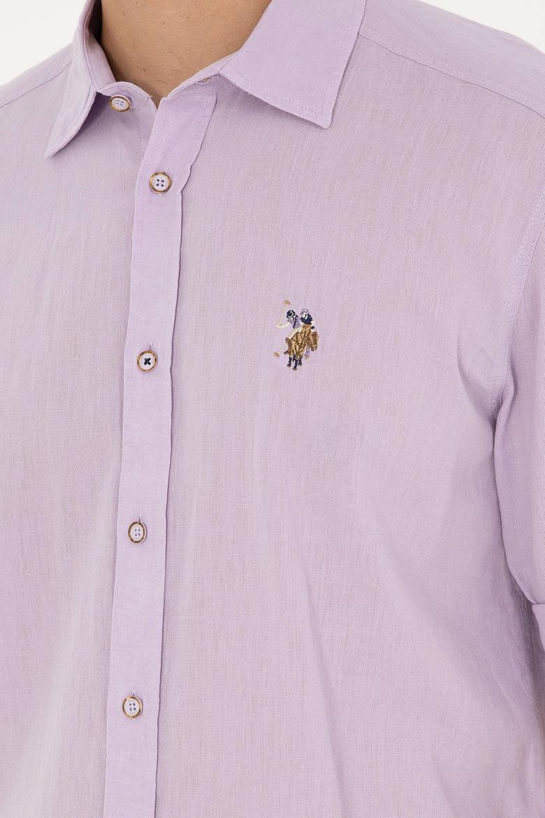 Erkek Lila Uzun Kollu Basic Gömlek - 50284297140
