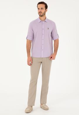 Erkek Lila Uzun Kollu Basic Gömlek - 50284297140