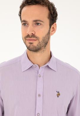 Erkek Lila Uzun Kollu Basic Gömlek - 50284297140